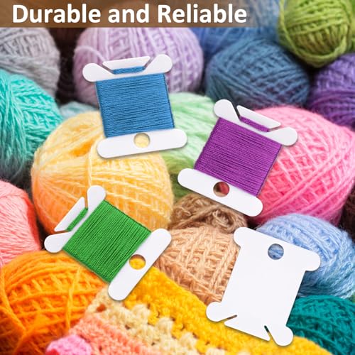 300 PCS Embroidery Floss Bobbins, Plastic Embroidery Floss Organizer, White Sewing Machine Bobbin for Cross Stitch, Thread Holder Sewing Storage for Sewing Thread, Needlework Supplies