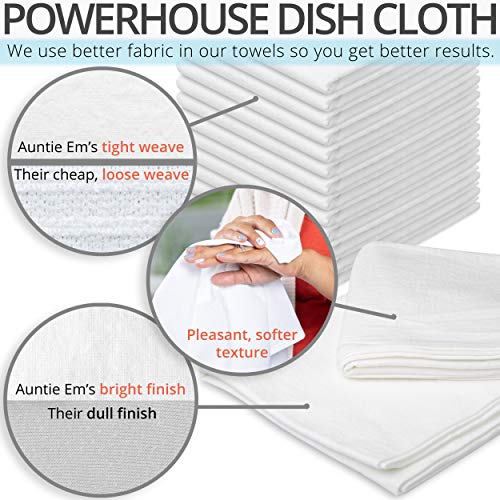 Aunti Em's Kitchen Flour Sack Dish Towels - Natural Cotton for Embroidery and Drying Glass, Hand, Dinnerware - Plain, Thick, Zero-Lint - Highly Absorbent - Set of 13, 27 x 27 Inch, White - color: White