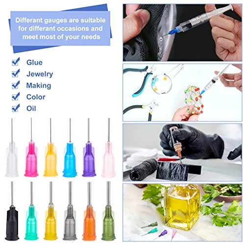 BENECREAT 144PCS 0.5 Inch 12 Different Gauge Blunt Tip Syringe Needles Dispensing Needle with Lure Lock for Refilling Liquid Inks and Syringes, Crafts Supplies - size: 0.5 Inch-12 Size