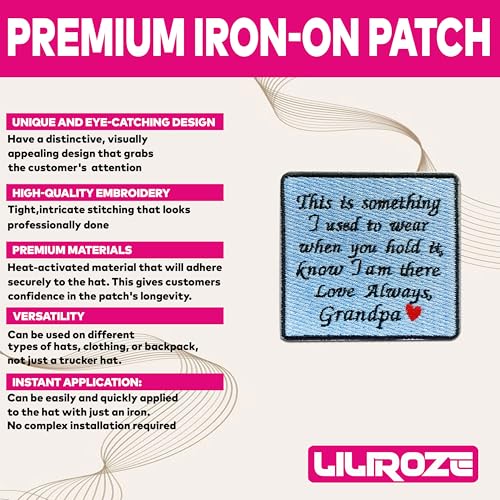 Loving Memorial Family Patch 3 Inches Memory Heart Family Memories Gifts Remembrance Iron On/Sew On Embroidery Fabric Applique Patches for Trucker Hats Clothes DIY Accessories (Style 1, Grandpa) - color: Style 1, size: Grandpa