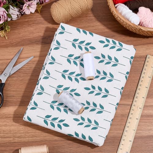 1.75 Yards Floral Patterned Fabrics Rectangle Leaves Printed Light Colored Cloth Green Leaf Print Quilting Square Polycotton Fabric for Sewing Making Tablecloth Upholstery DIY Craft Supply - size: 1600MM, style: Leaf