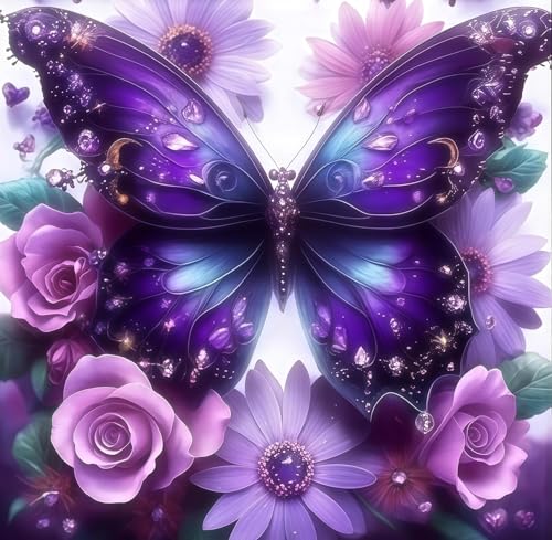 Butterfly Flower Stamped Cross Stitch Kits Flower Cross Stitch Patterns,Dimensions Cross Stitch Kits Embroidery Kit Arts and Crafts for Beginners 13.7x13.7 inches - color: D060