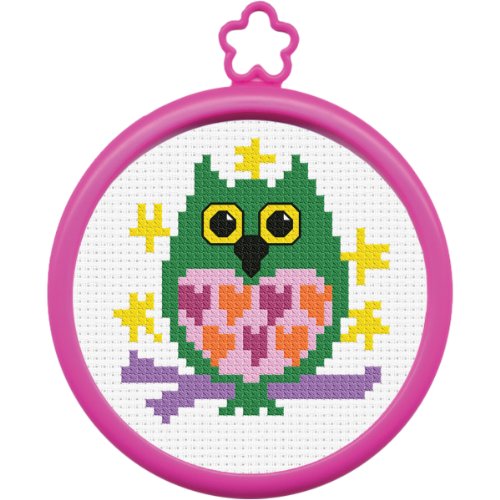 Bucilla My 1st Stitch Owl Mini Counted Cross Stitch Kit, 45641 3-Inch Round - style: Owl