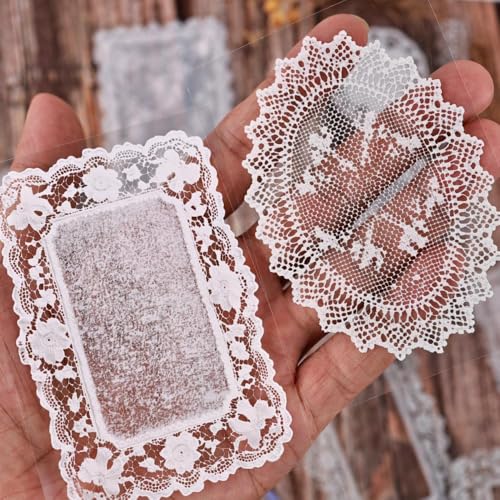 Lace Stickers for Scrapbooking, 30 Sheets Scrapbook Stickers Book for Wedding Invitations, Bridal Scrapbook Supplies, Transparent PET Stickers for Junk Journaling, Girl's Dream Themed - color: Girlish Dream Lace