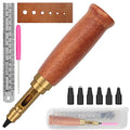 Japanese Screw Punch, Boyistar Wood Handle Belt Hole Puncher - color: Brown