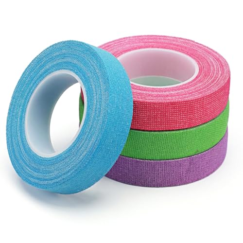 4PCS Thimble Tape for Hand Sewing, Self-Adhesive Finger Tape Sewing Finger Protector Breathable Nail Bandage for Quilting, Embroidery DIY Crafts (Rose Red, Green, Purple, Blue)