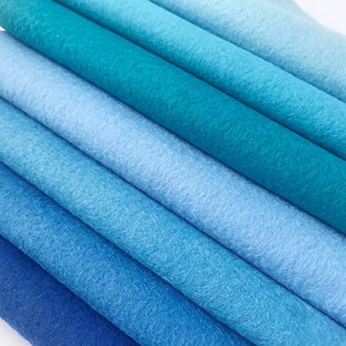 7pcs 18" X 18" 1.4mm Thick Soft Felt Nonwoven Fabric Sheet Pack DIY Craft Patchwork Sewing Square Assorted Colors (Blue Series) - color: Blue Series