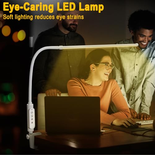 CGBE Nail Light for Desk, 23.6" Nail Desk Lamp with 360° Flexible Gooseneck - color: White-Clip