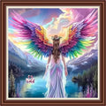 Dimensean Counted Cross Stitch Kit for Beginners, 11CT Unprinted Cross-Stitch Kit Easy Patterns Needlepoint Kit Cross Stitching Embroidery Kit Supplies-Swan Lake Angel Girl 18x18 inch - color: Patterns45