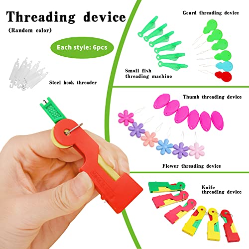 Fedmut 51Pcs Needle Threader Tool Set 9 Types Needle Threader with Thimbles - color: 51pcs