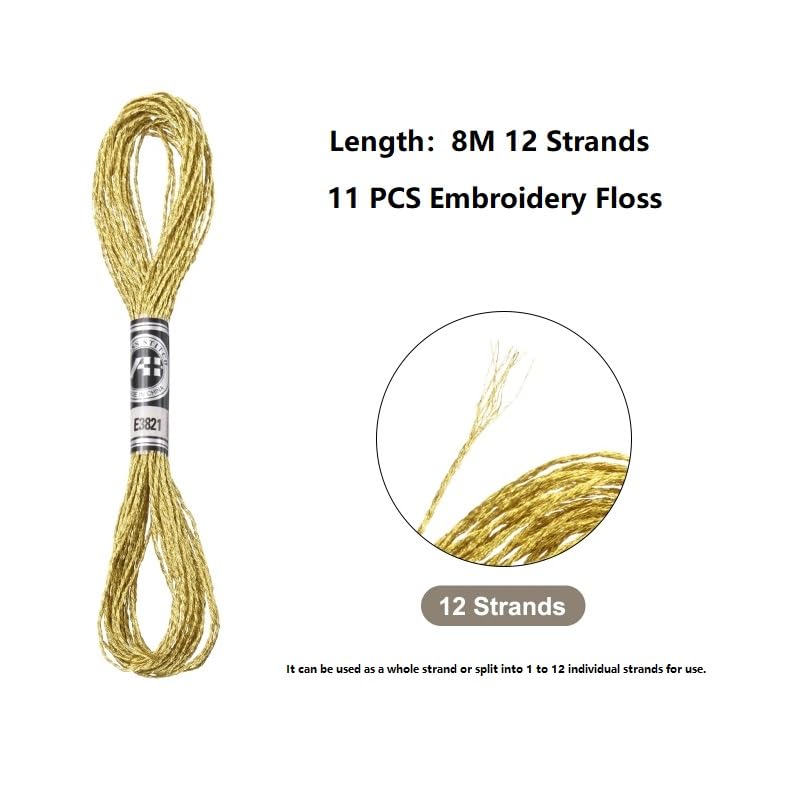 11 Skeins Metallic Embroidery Thread,Multi-Color Embroidery Floss for DIY