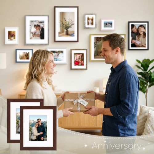 Golden State Art 8x10 Brown Picture Frame Mat for 5x7 Real Glass - color: Walnut, size: 8x10