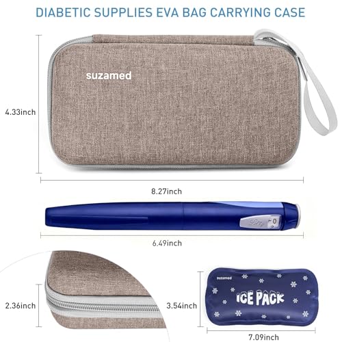 suzamed Insulin Cooler Travel Case, 2x150g Ice Pack TSA Approved, Brown - color: Brown