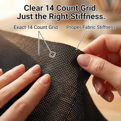14 CT Aida Cloth for Cross Stitch,12PCS Pre-Cut Cross Stitch Fabric - color: Black