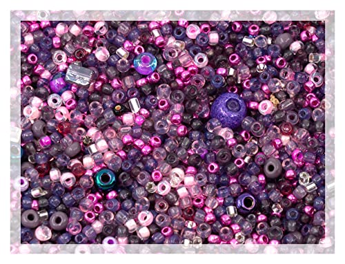 0.7oz (20g) Mix of Small Rocailles, Seed Beads & Bugles 2-10mm Preciosa Ornela Czech Glass Beads, Mix Purple - color: Purple Pink Mix - mix