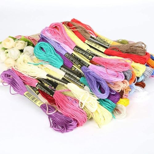 8Pcs 7.5m Red Cotton Stitch Embroidery Thread Floss DIY Friendship Bracelets Floss Craft Sewing Skeins Fashion Embroidery Floss for Arts, Crafts and Sewing - color: RED