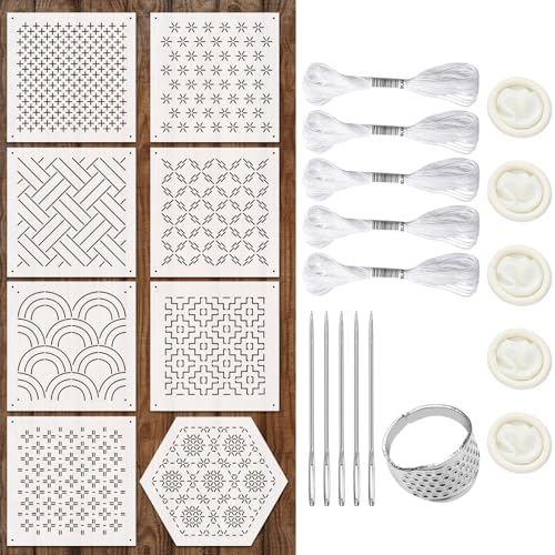 Yousoontic 24 Sashiko Stencil Kit, 4.7" Plastic Templates, Classic - style: Classic