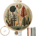 FONNUY Giraffe Pre-Stamped Embroidery Pattern for Beginners, Boho Needlepoint Kits for Beginners Cross Stitch Craft Sewing Full Needles and Thread Hoop Kit (Giraffe 03) - color: Giraffe 03