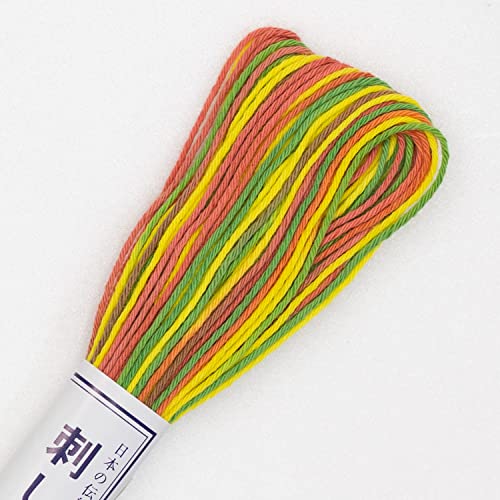 Shibori Dragon Thread 20m skein, Yellow, Orange & Green