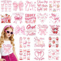 Dazoratix Bow Iron on Transfers - 20 Sheets Cute Pink Ready to Press Coquete Girly Cherry Heat Transfer DTF Stickers Patches Vinyl Appliques Decals Women Girl T Shirts Clothes Bag Decoration DIY Craft - style: Bow