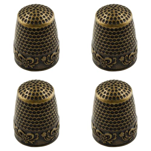 Coufce 4 Pcs Bronze Metal Sewing Thimble - color: bronze