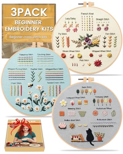 Beginner Embroidery Kit for Adults, Herb Garden Patterns with Video Guide - color: Botanical Garden