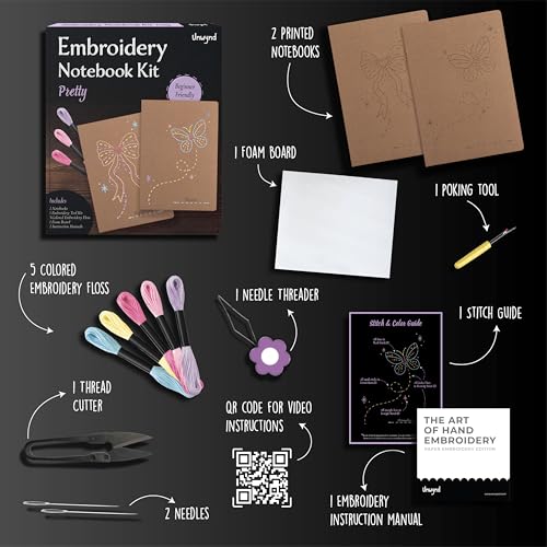 Unwynd Notebook Embroidery Kits Pretty for Adults, Beginners, Cross-Stitch - style: Notebook Embroidery Kit Pretty
