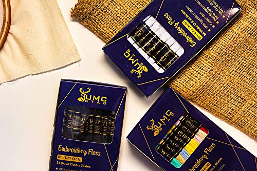 Pack of 50 Popular Colours Premium Embroidery Thread | 100% Egyptian Cotton Premium Skeins | Cross Stitch Embroidery Floss | Oeko TEX Certified Stranded Cotton | Ideal for Arts & Crafts - color: Mixed Rainbow Colours