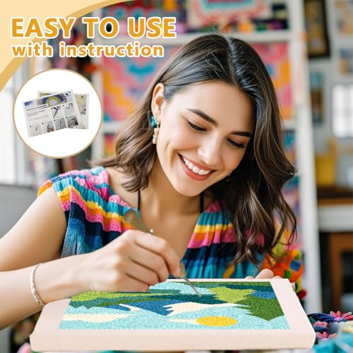 DOODLREAM Mountain Lake DIY Punch Needle Embroidery Kit for Beginner - color: Mountain Lake