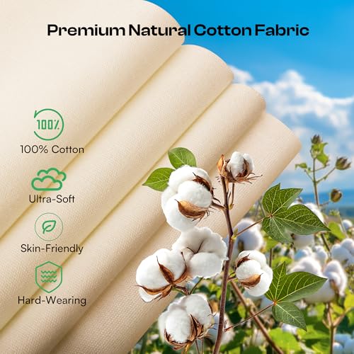 12 PCS Embroidery Fabric for Needlework Garment Craft, Pre-Cut Beige Embroidery Cloth, Natural Cotton Embroidery Cloth Fabric Squares (9.8 × 9.8 Inch) - color: Beige, size: 9.8 x 9.8 inch
