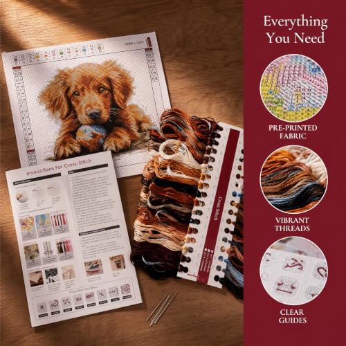 uatouanfy Dog Cross-Stitch Kit for Beginners 11ct 14.5x16.5 Inch - color: My Ball