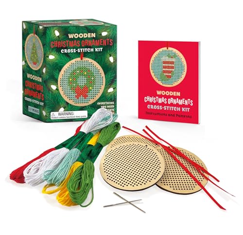 Wooden Christmas Ornaments Cross-Stitch Kit: Everything You Need to Create 3 Keepsakes (RP Minis)