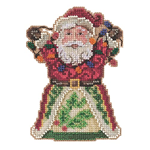 Santa with Lights Counted Cross Stitch Ornament Kit Mill Hill 2021 Jim Shore JS202111, multi