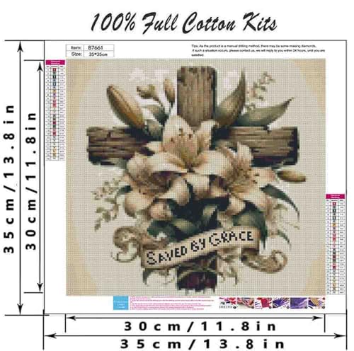 DYAIANGMU Flower Stamped Cross Stitch Kit for Adults 13.7x13.7 inches - color: red-84