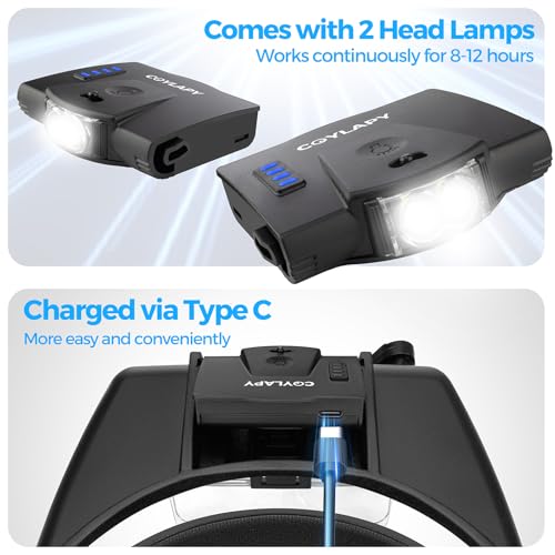 COYLAPY 1X-14X Magnifying Glasses for Close Work, with 2 Lights - color: Black