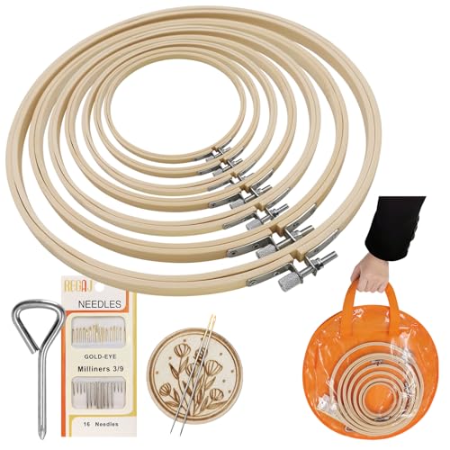 SNAIL GARDEN Embroidery Hoop Set - with Storage Bag & Magnetic Pin Cushion , 7-Piece 3" to 9" Embroidery Frame with Needles & Screwdriver , Cross Stitch Hoop for Beginners Sewing Crafts