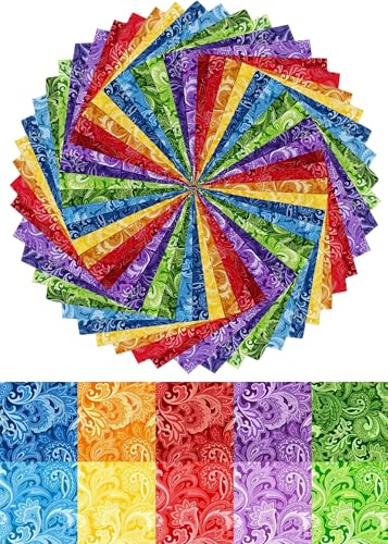 10"x10" 50pcs Cotton Fabric Squares for Sewing Quilting Supplies-Paisley - color: Paisley, size: 50 PCS 10"x10"