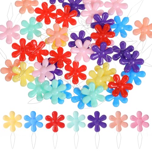 40Pcs Colorful Needle Threader Set, Flower Shape Embroidery Needle Threader Kit, Easy Threading Tool for Small Eyes, Sewing Accessories for Seniors/Arthritis Hands (Cute Color)