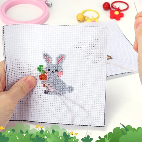 Caydo 6 Pcs Cross Stitch Kit for Kids Embroidery Kits, Needlepoint Kit Kids - color: Woodland Animal