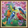 Redxing Counted Cross Stitch Kit for Beginners,Unprinted Needlepoint Kits for Beginners Cross Stitching Embroidery Kit 11CT Stitches kit-Flower Bird Family 18x18 inch - color: KitsColor01