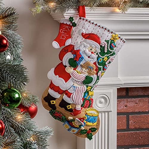 Bucilla Felt Applique 18" Stocking Making Kit, Christmas Hugs, 89253E