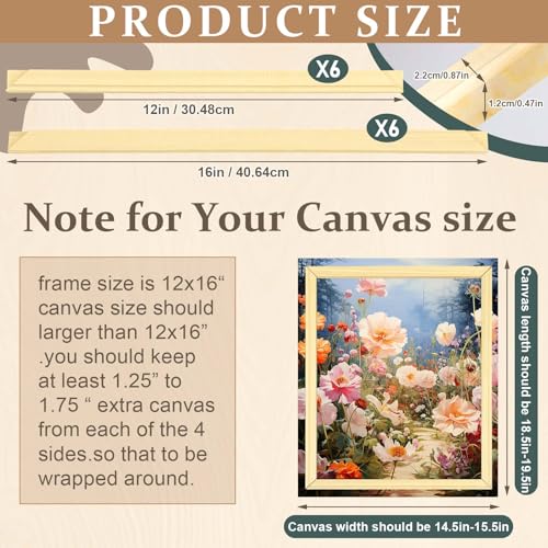 DoubleFill 3 Pack Canvas Stretcher Bars, 12x16 in, Wood Frame Kit - size: 12x16 Inch