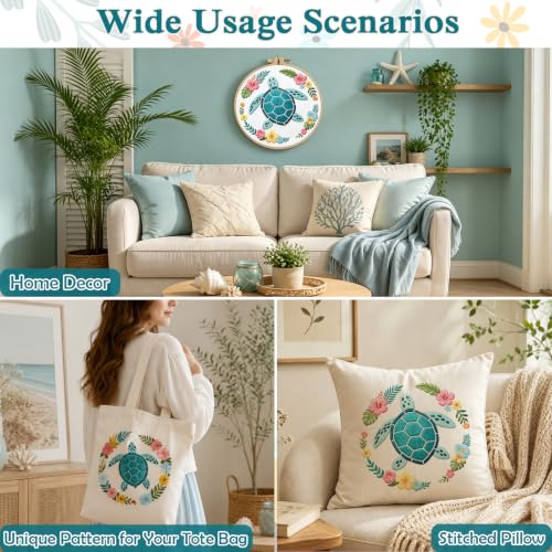 Louise Maelys Sea Turtle Embroidery Kit for Beginners, Ocean DIY Craft - color: Sea Turtle
