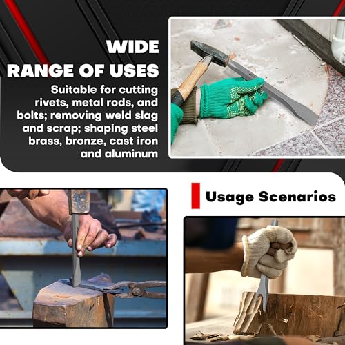C&T 3-Piece Heavy Duty All Purpose Cold Chisels Kit, 3/8, 1/2, 5/8 in, for Carpentry, Metalwork, Woodwork & Masonry work - size: 3-Piece
