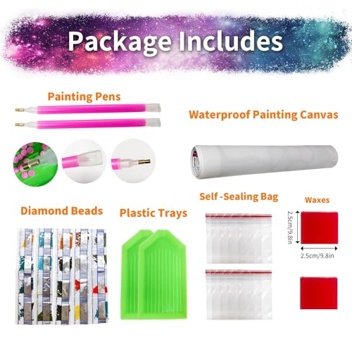 JATOK Diamond Painting Kit for Adults, Magical Fox, 27.5 x 15.7 in - color: Pink