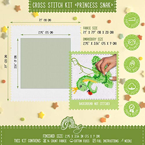 Povitrulya Princess Snake' Cross Stitch Kit with Counted Pattern - color: Snake