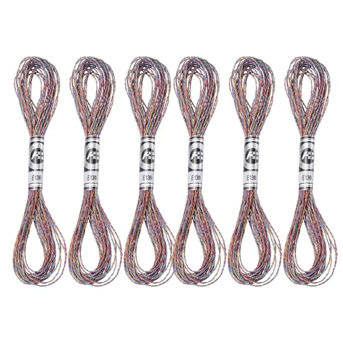PATIKIL 6 Skeins Embroidery Floss, Metallic Embroidery Thread Nylon Threads Bracelets String for Cross-Stitch Hand Embroidery, Purple Colorful - color: Purple Colorful