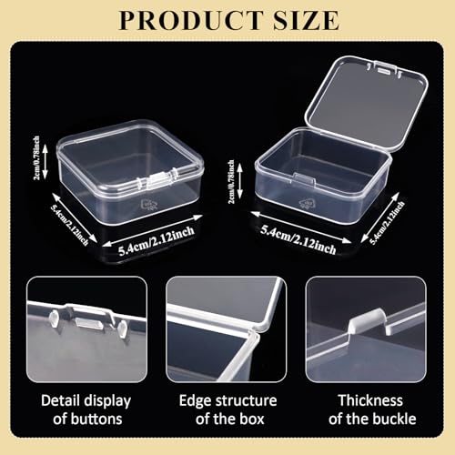 12 Pieces Transparent Plastic Jewerly Display Cases, Small Organizer Box for Bead, Crafts, Ear Plugs, Eye Lash, Perler (2.12 x 2.12 x 0.78 Inch) - size: 2.12 x 2.12 x 0.78 Inch