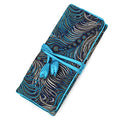 SmilerSmile Jewelry Travel Bag Embroidery Travel Jewelry Organizer with Tie Close Embroidered Flower Jewelry Roll for Women Girls (Feathers) - color: Feathers