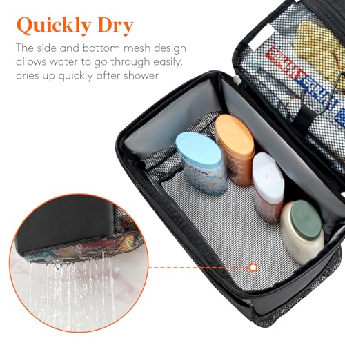 Lifewit Mesh Shower Caddy Bag, Hanging Shower Organizer, Large, Black - color: Black, size: L(9.8"L x 6.5"W x 11.4"H)